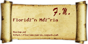 Florián Mária névjegykártya